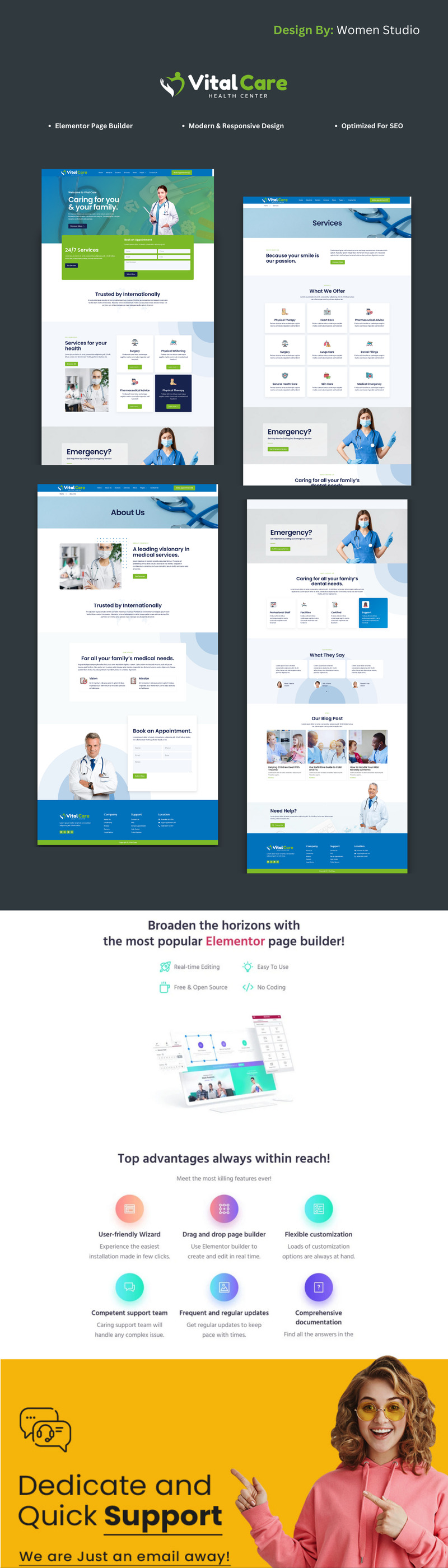 Vital Care – багатофункціональна тема WordPress для медичних послуг - Features Image 1