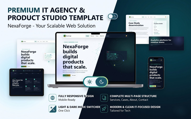 NexaForge — Template premium multipagina per agenzie IT e studi di tecnologia - Caratteristiche Immagine 1