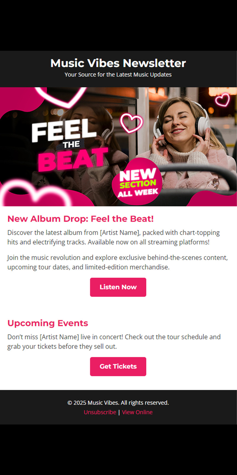 MusicPortMail – Email Newsletter Template for Concerts, Music Events and Ticket Bookings - Features Image 1