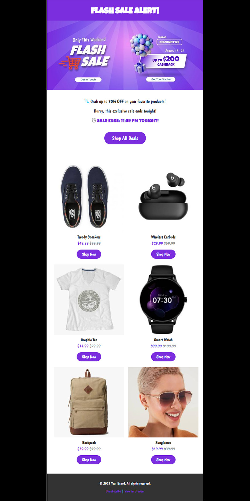 Šablona responzivního e-mailu s bleskovým výprodejem - Features Image 1