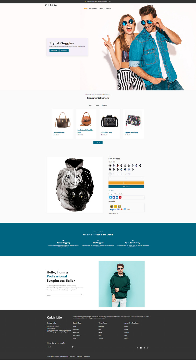 Kabir Lite - Tema Shopify minimalista multiuso - Caratteristiche Immagine 1