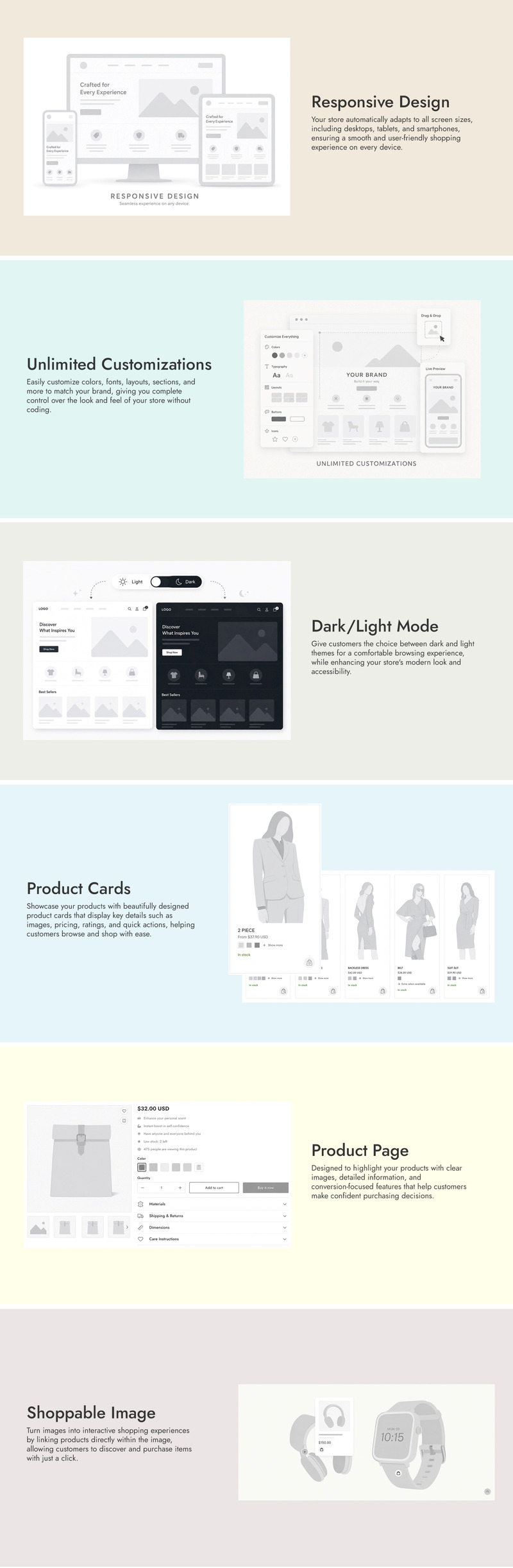 Fashionics – Tema Shopify minimalista per la moda adatto a tutti - Caratteristiche Immagine 1