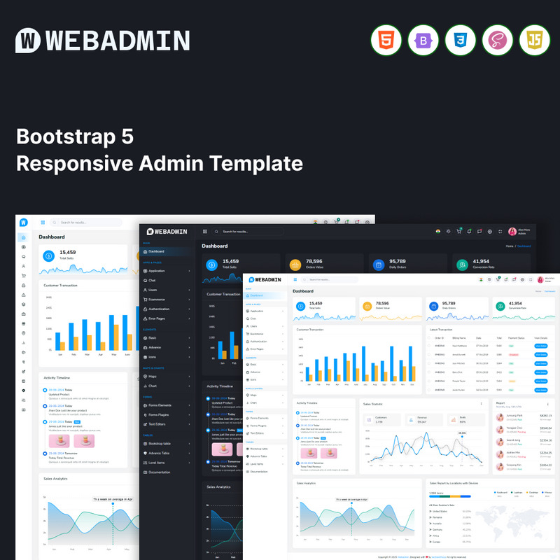 Webadmin — шаблон панели администратора Bootstrap 5 - Features Image 1