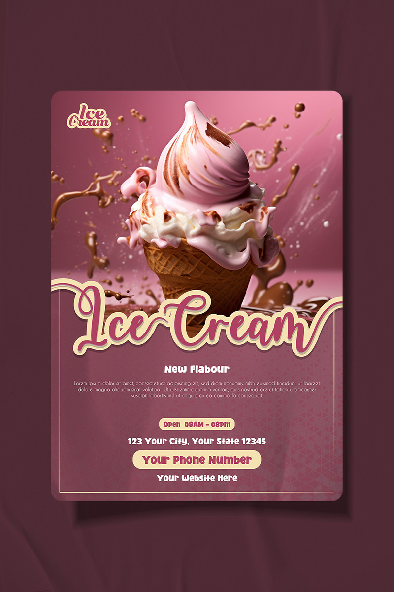 Cretive restaurant ice cream promotional poster design - Features Image 1