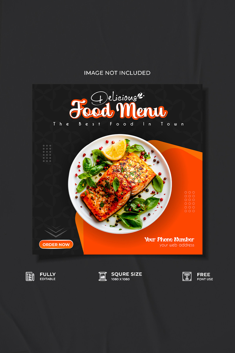 Restaurant food social media post template - Features Image 1