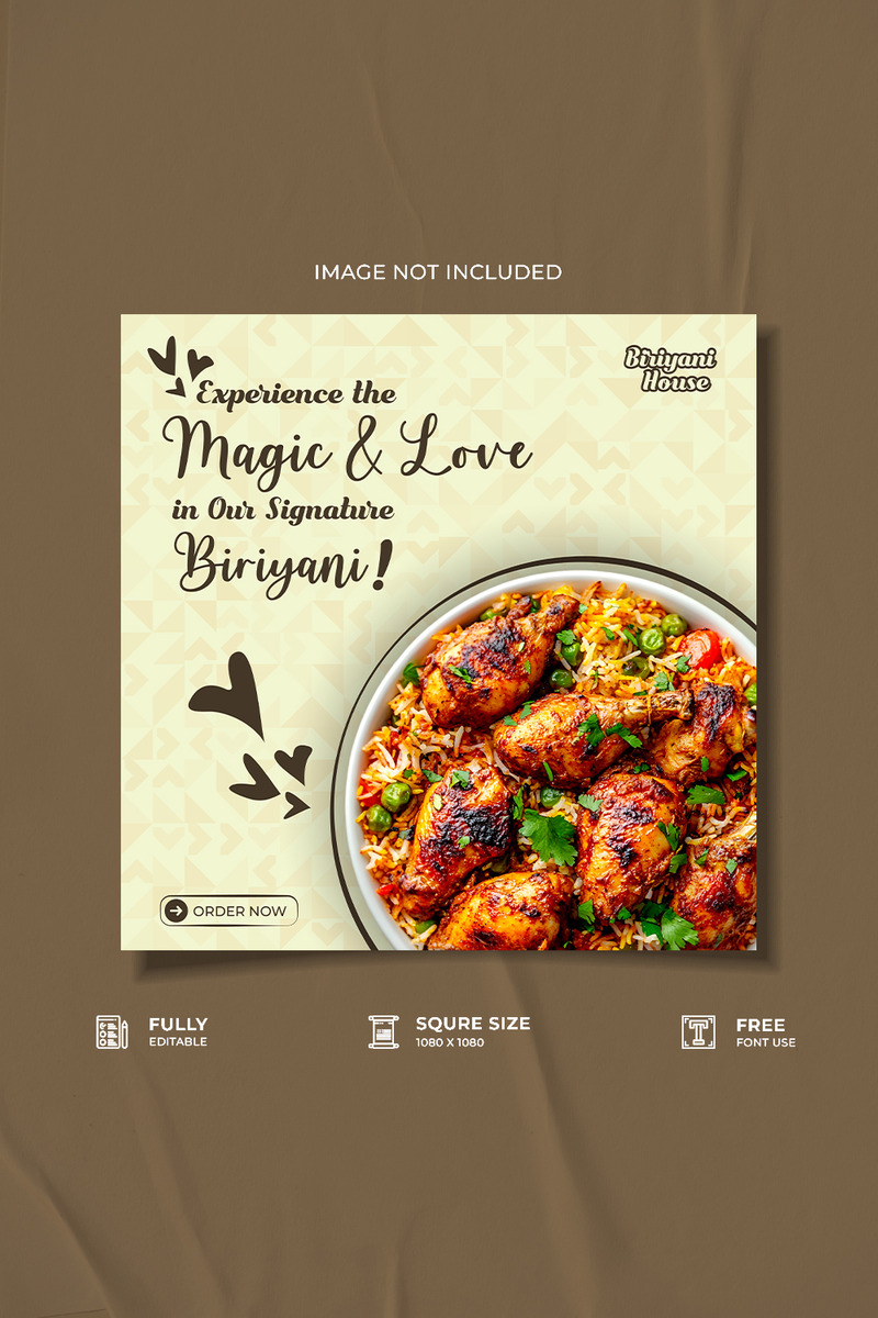 Restaurant biriyani house promotional social media post design - Features Image 1