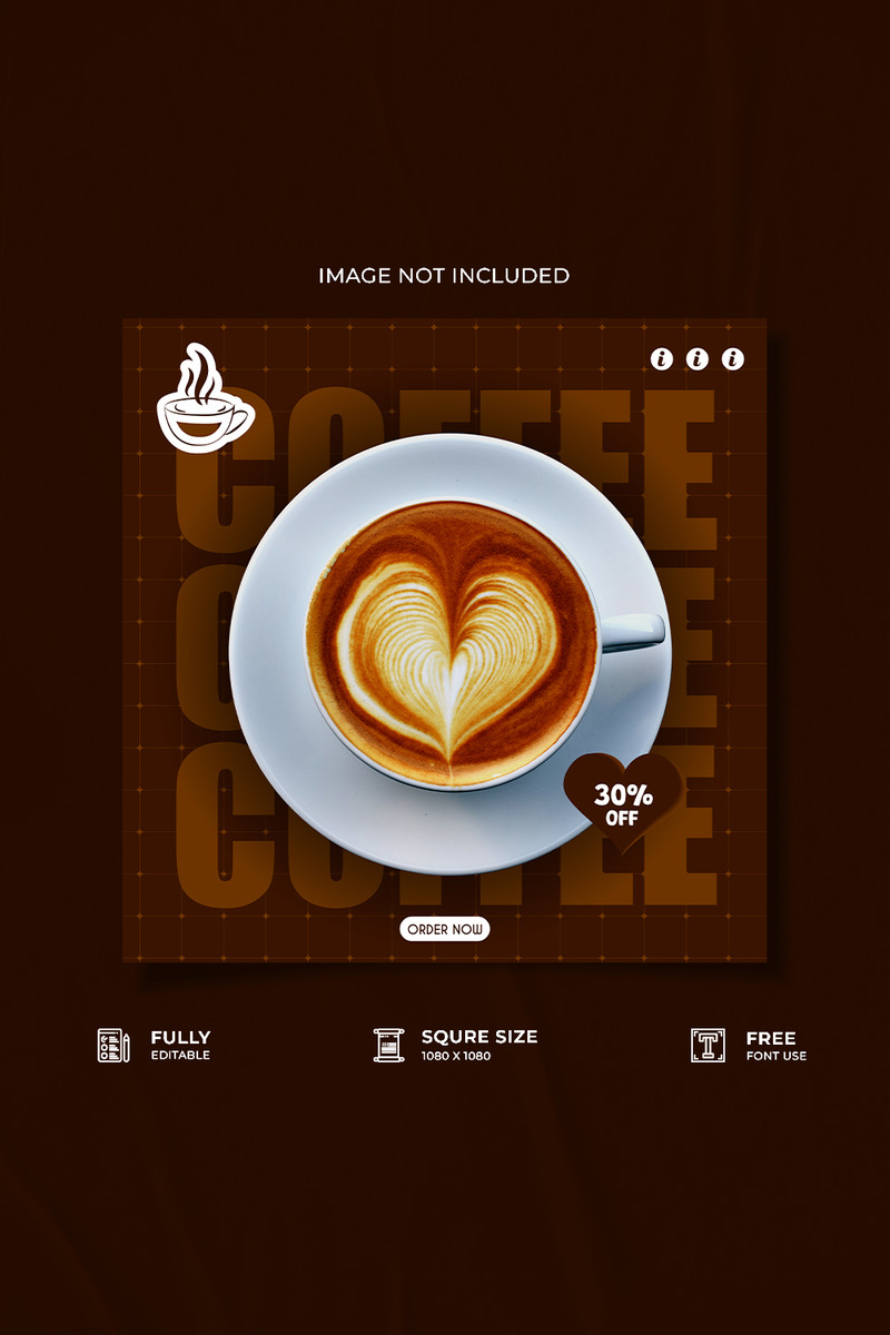 Coffee shop advertisement promotional social media poster design - Features Image 1