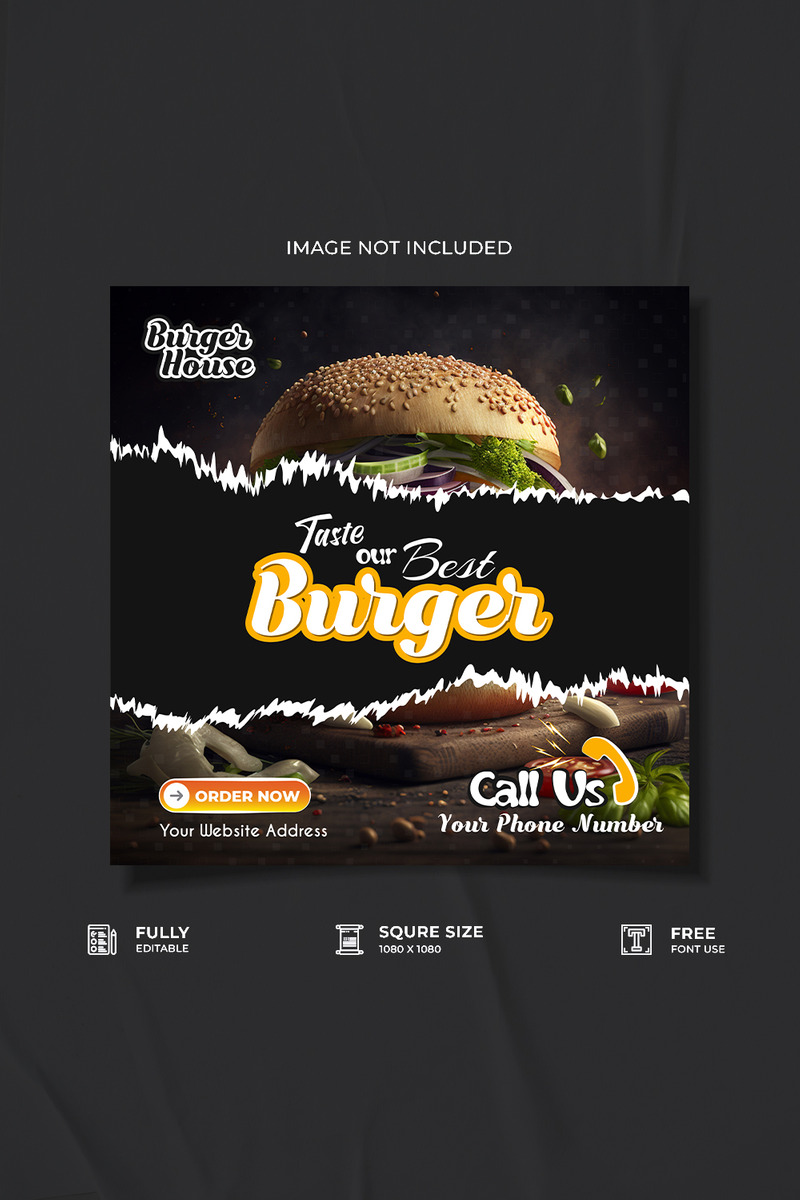 Creative burger advertisement social media post design - Features Image 1