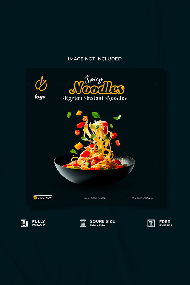 Restaurant noodles social media post design - Features Image 1