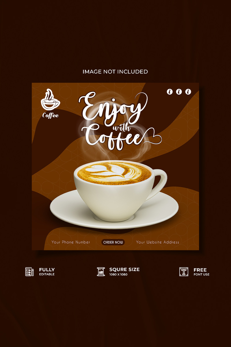 Enjoy with coffee advertisement social media post design - Features Image 1