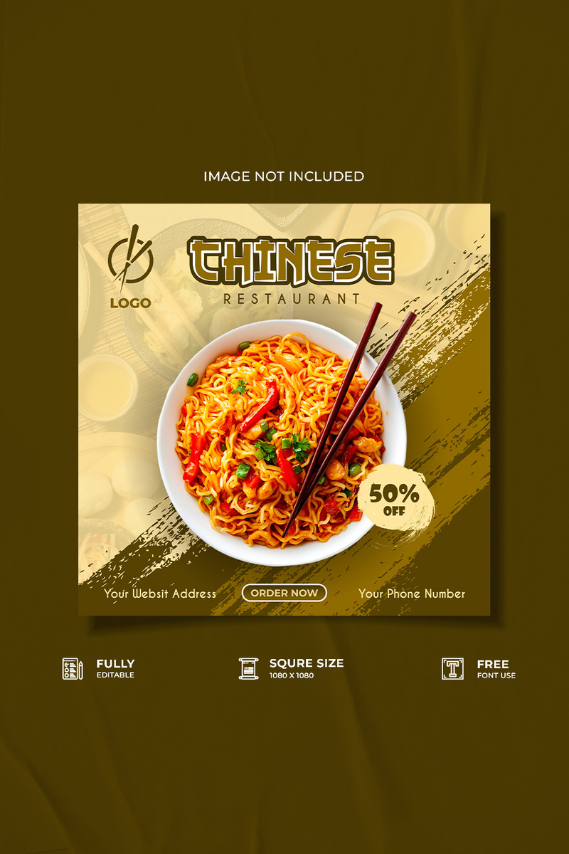 Chinese noodles restaurant social media post template - Features Image 1