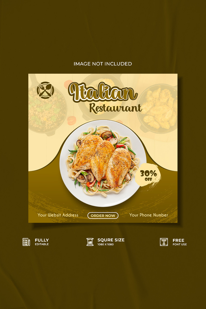 Italian restaurant food menu social media poster template - Features Image 1