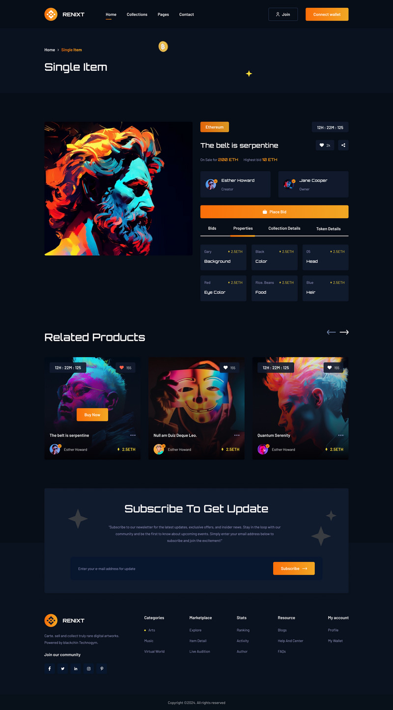 RENIXT NFT marketplace website figma template - Features Image 8