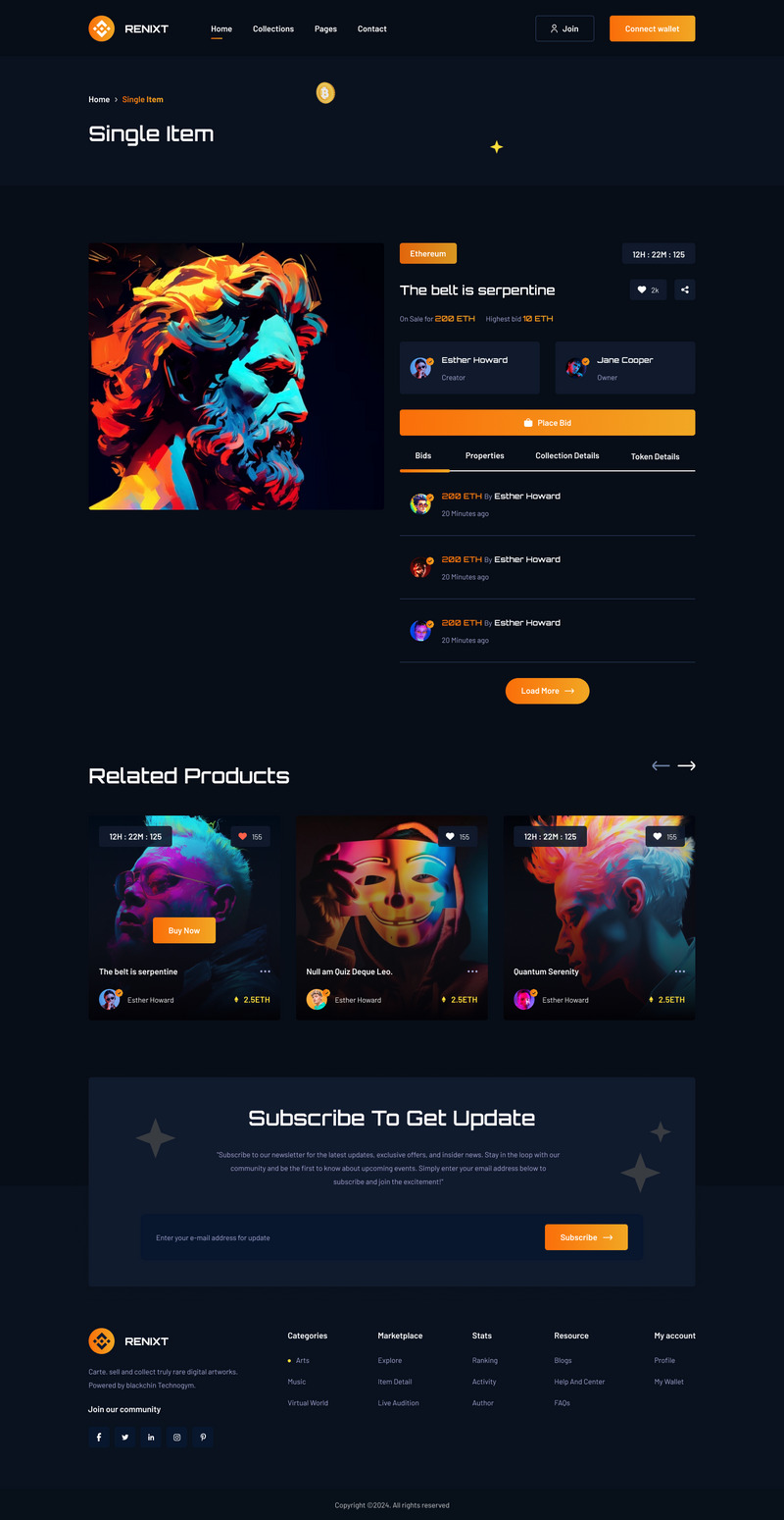 RENIXT NFT marketplace website figma template - Features Image 7