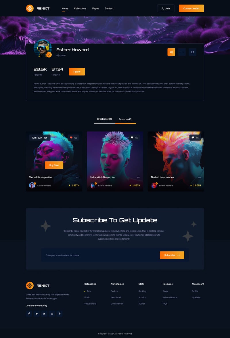 RENIXT NFT marketplace website figma template - Features Image 12