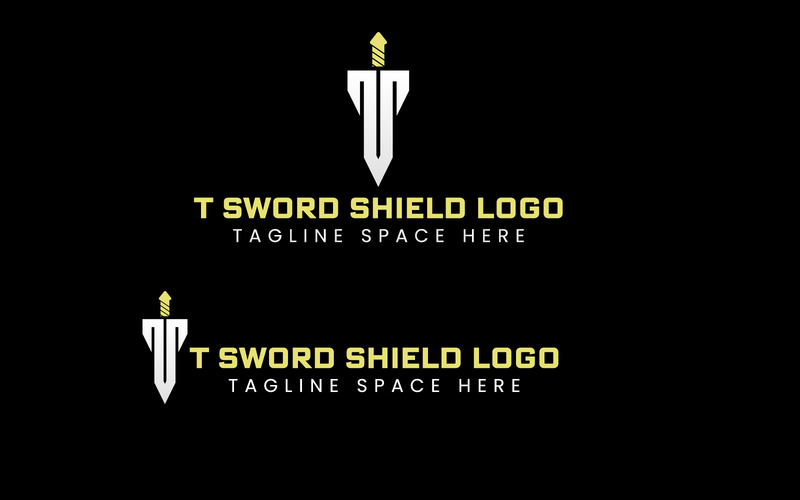 BOUCLIER D'ÉPÉE T | Modèle de logo d'identité de marque de logo de lettre T- - Caractéristiques de l’image 1