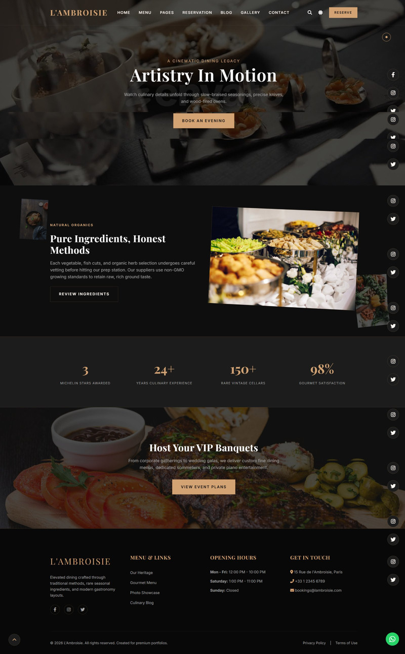 L'Ambroisie - Premium Luxury Restaurant HTML Website Template with Seating Map & Cart - Features Image 4