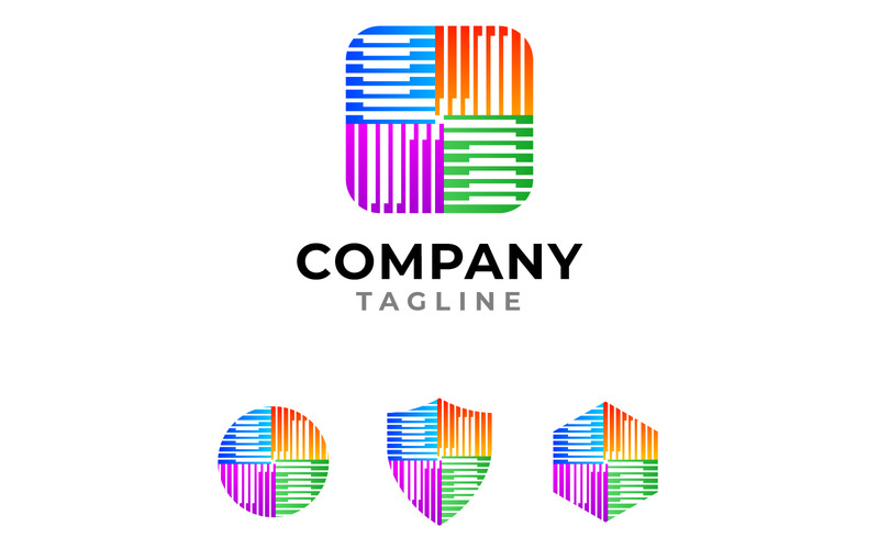 Round Square Letter H Logo with Variations Circle, Shield, Hexagon - Features Image 1