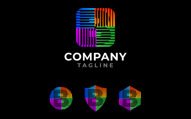 Rund fyrkantig bokstav B-logotyp med alternativa logotypvariationer cirkel, sköld, hexagon - Features Image 1