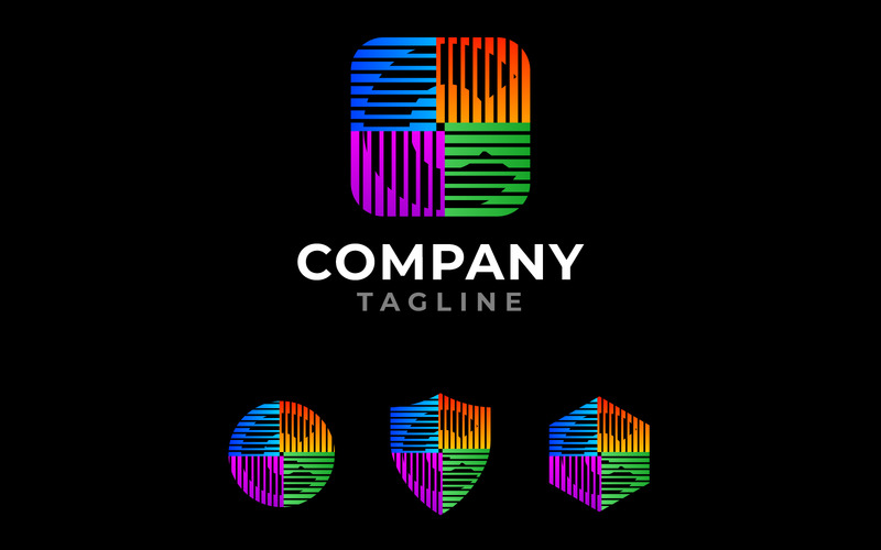 Logo lettre C ronde et carrée avec variantes de logo : cercle, bouclier, hexagone - Caractéristiques de l’image 1