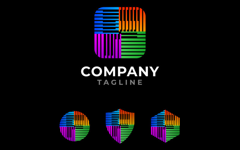 Round Square Letter F Logo with Variations Circle, Shield, Hexagon - Features Image 1