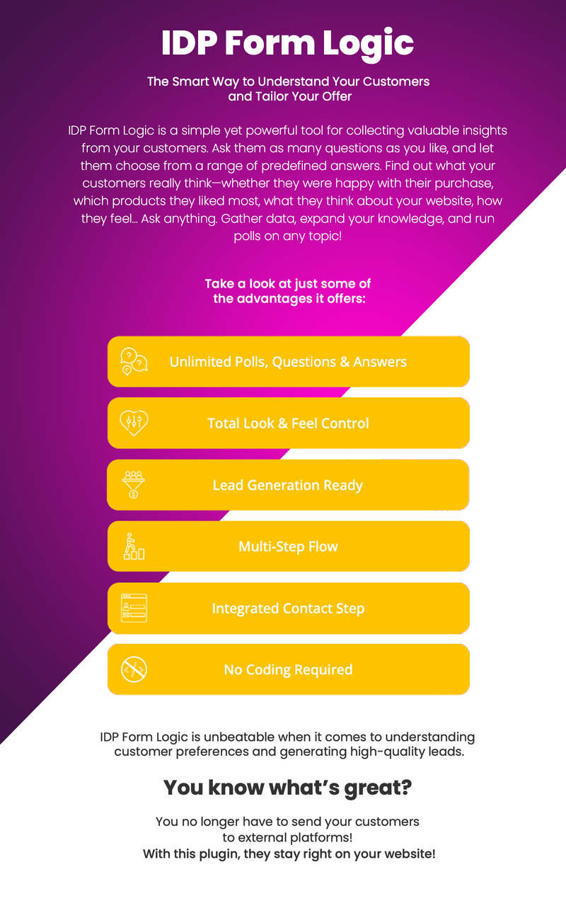 IDP Form Logic – Smart Polls & Multi-Step Surveys Builder for WordPress - Features Image 1