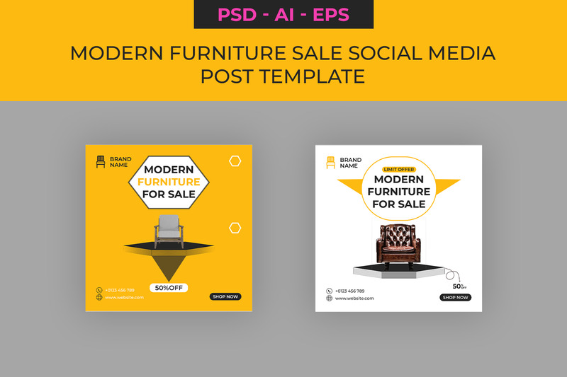 Modern Furniture Sale Social Media Post Design Template 3 - Features Image 1