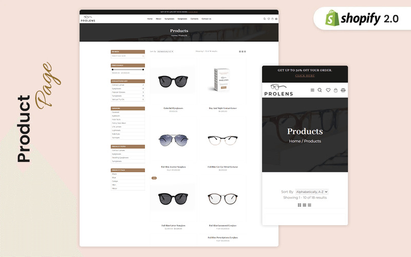 Motyw Shopify dotyczący okularów ProLens - Obraz funkcji 5