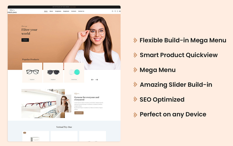 Motyw Shopify dotyczący okularów ProLens - Obraz funkcji 1