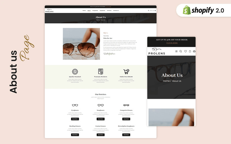 Motyw Shopify dotyczący okularów ProLens - Obraz funkcji 4