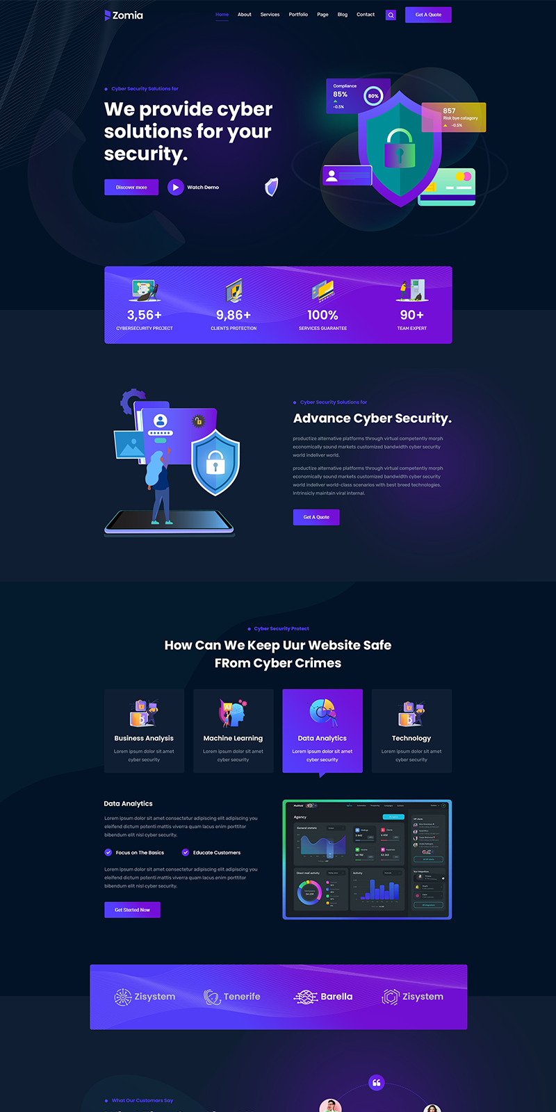 Zomia Cyber Security Multifunctionele PSD-sjabloon - Features Image 1