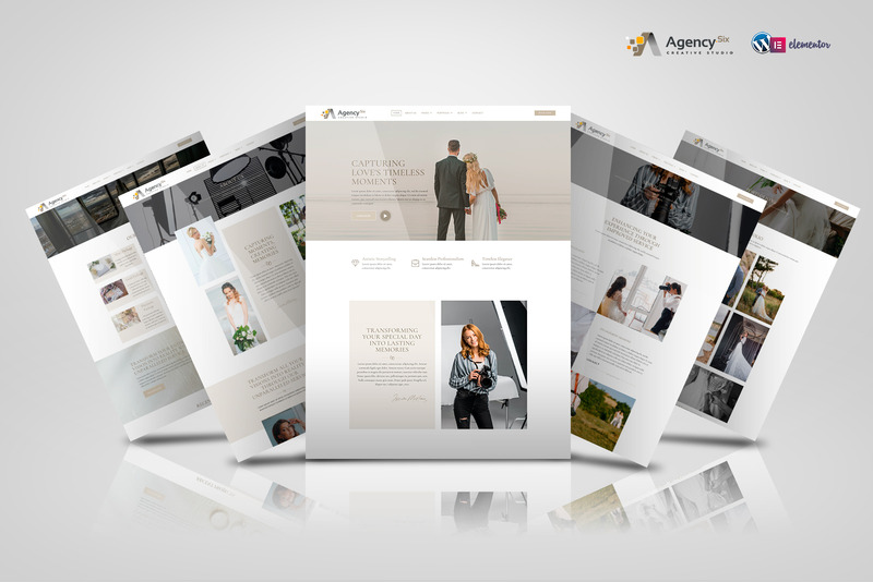 Agency Six - Kit de modèles Elementor pour photographes de mariage et planificateurs d'événements haut de gamme - Caractéristiques de l’image 1