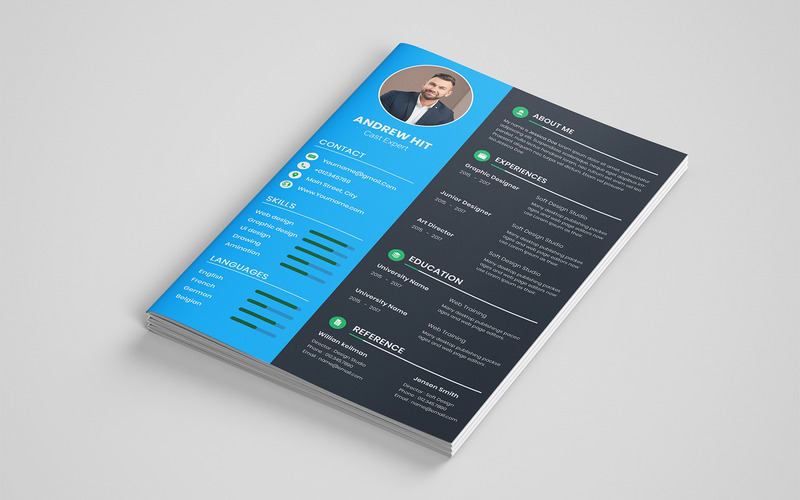 Blue One Page Resume Template - Features Image 2