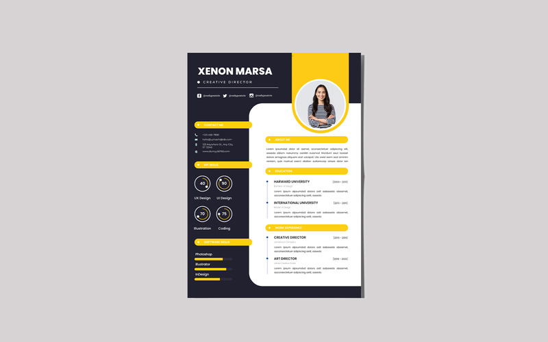 Yellow & Black CV Template - Features Image 1