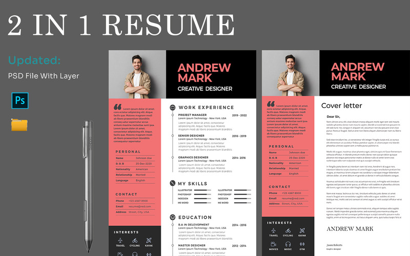 Обкладинка та Cv Bundle Psd шаблон - Features Image 1