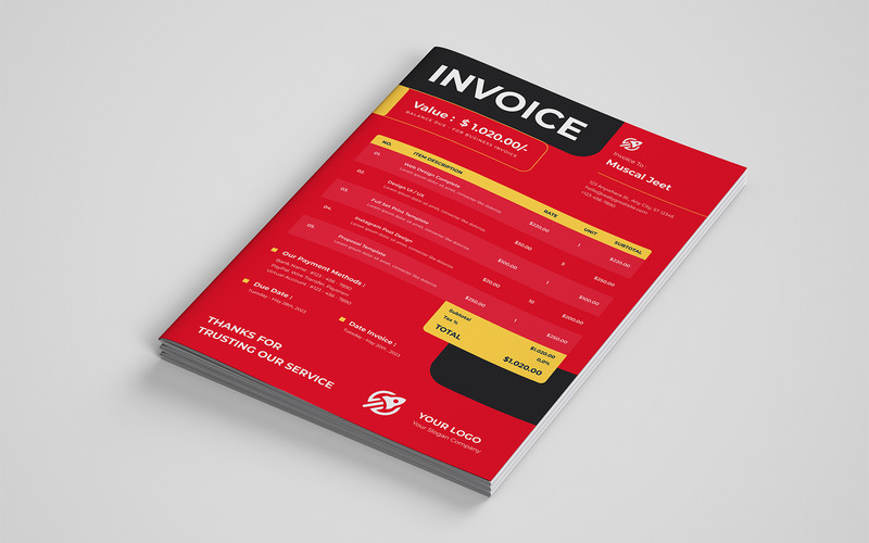 Red Yellow Combination Invoice Deff - Features Image 1