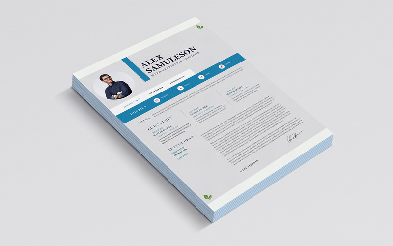 Curriculum pulito azzurro | Lettera di presentazione Photoshop - Caratteristiche Immagine 3