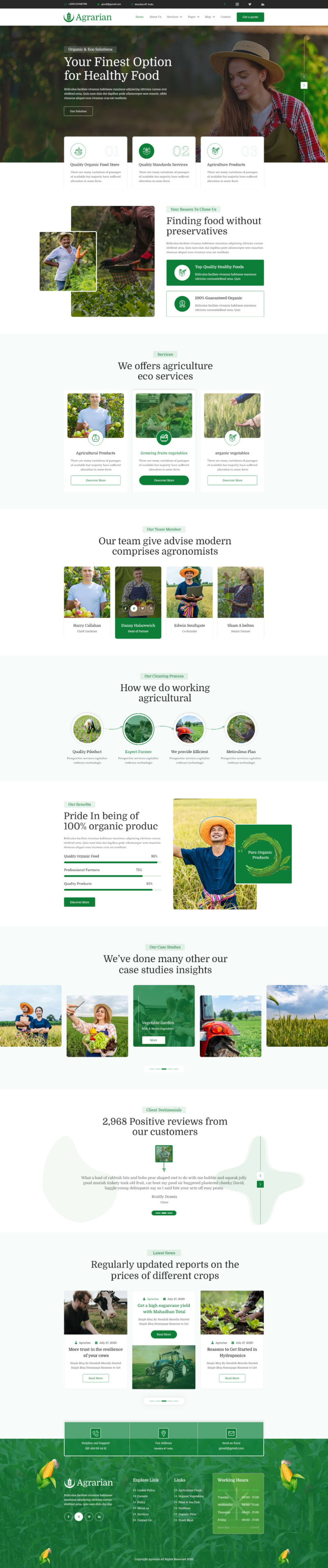 Agrár – Mezőgazdasági gazdaság, biogazdaság, gazdák és kertészkedés PSD sablon. - Features Image 1