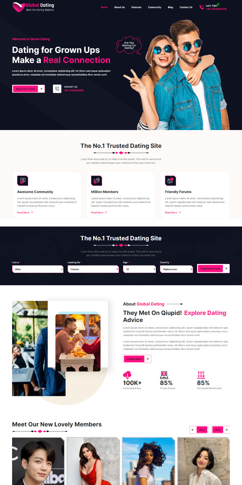 全球约会 - 约会平台和机构简洁的 Bootstrap HTML5 多用途网站模板 - Features Image 1