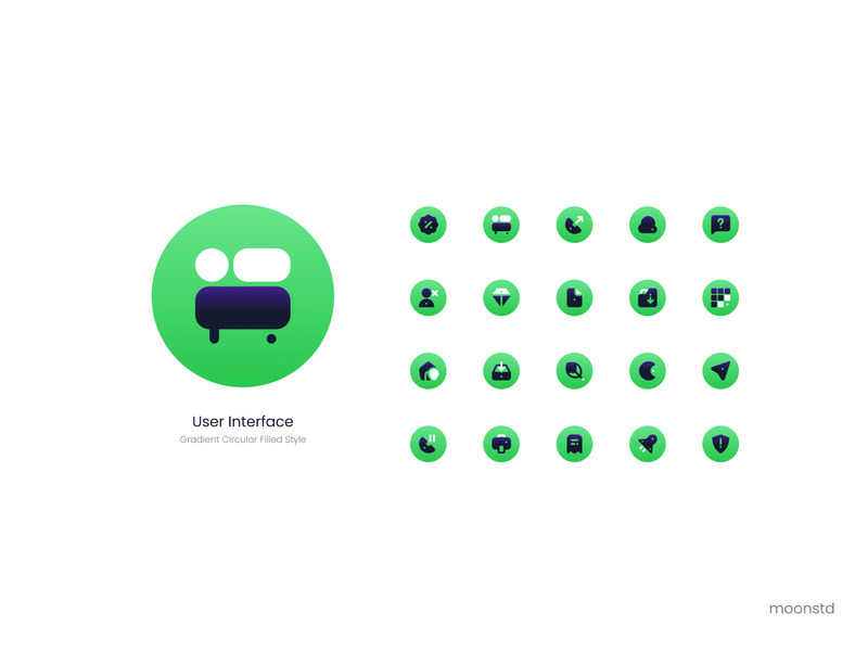 Gebruikersinterface Icon Pack Verloop Cirkelvormige gevulde stijl 2 - Features Image 1