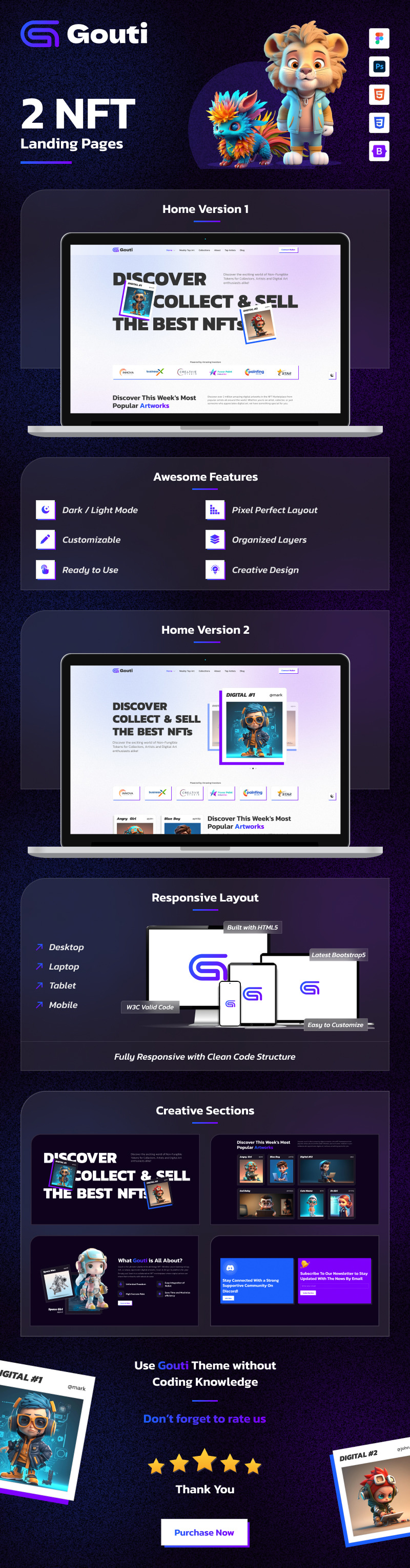Gouti - NFT Bootstrap HTML5 Landing Page - Features Image 1