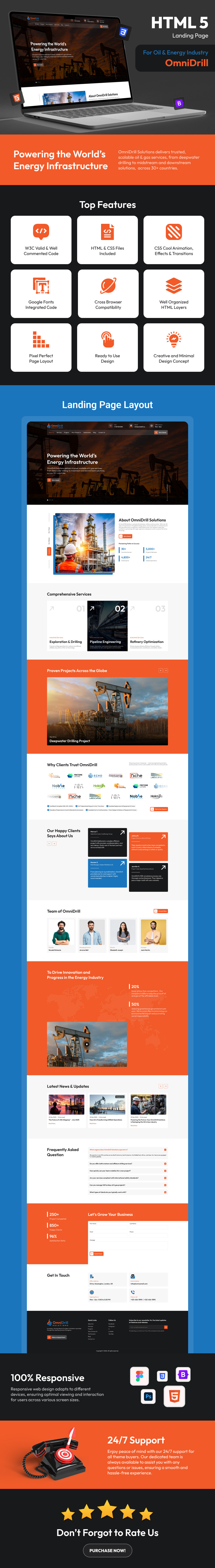 OmniDrill – Oil and Gas Services HTML5 Bootstrap Landing Page - Features Image 1