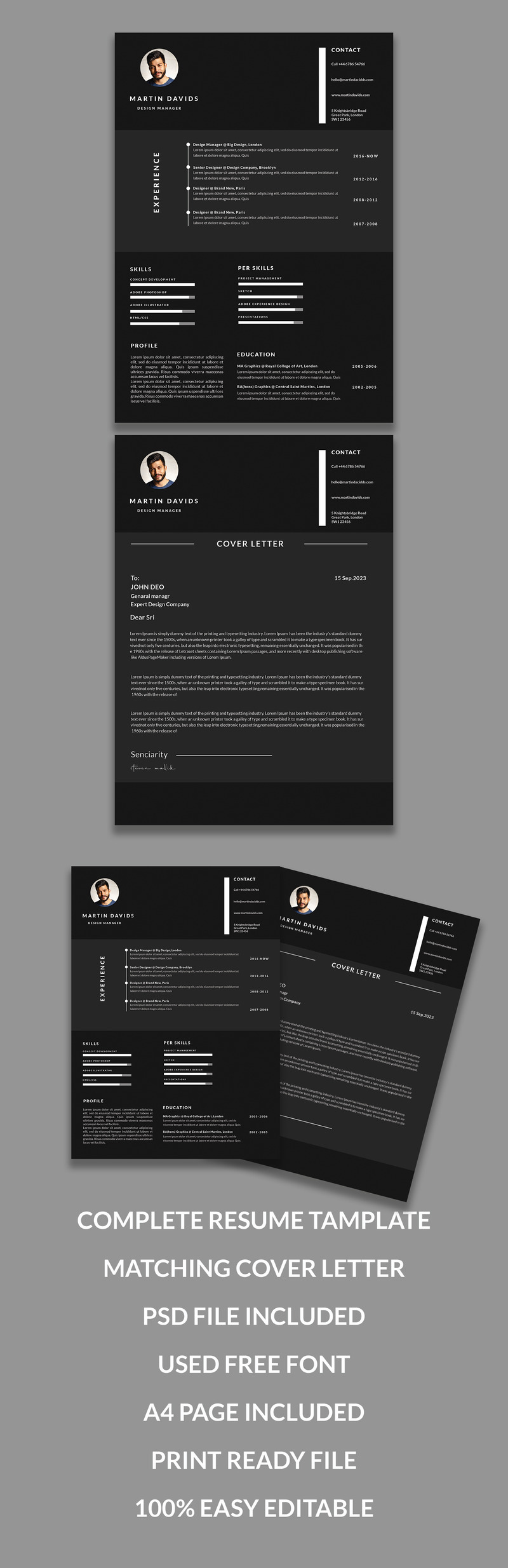 Modern CV-sjabloonontwerp. PSD-bestand - Features Image 1