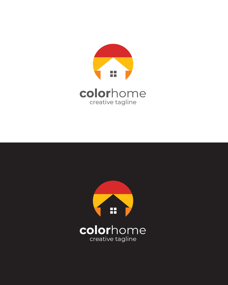 Modello di logo astratto per la casa a colori - Caratteristiche Immagine 1