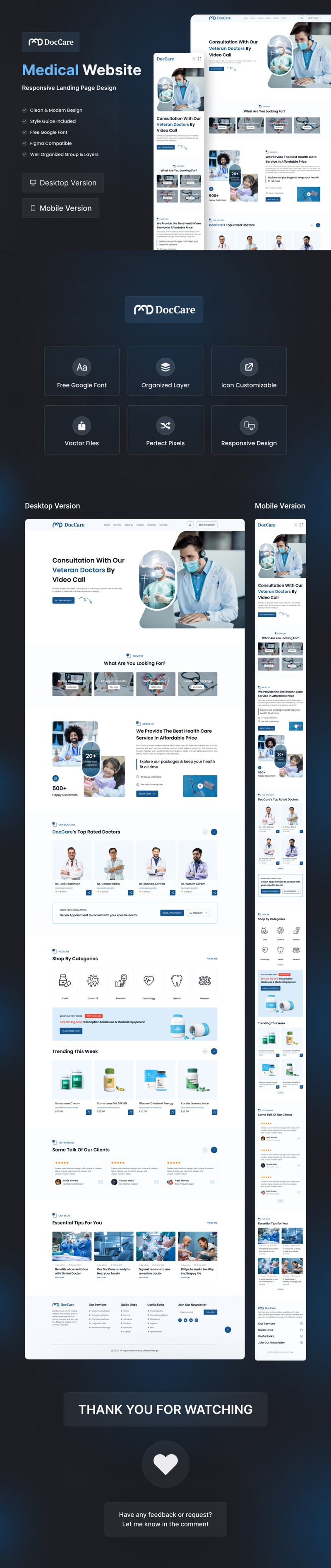 Responsive Landingpage für medizinische Websites Figma - Eigenschaften Bild 1