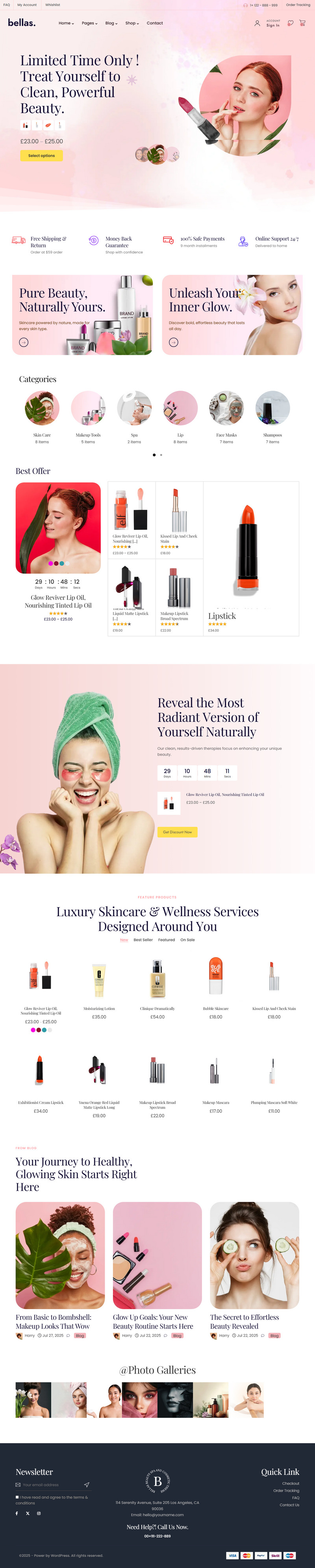 Bellas - Mordern Beauty Salon and Cosmetic Store Woocommerce WordPress Theme Elementor Ready - Features Image 1