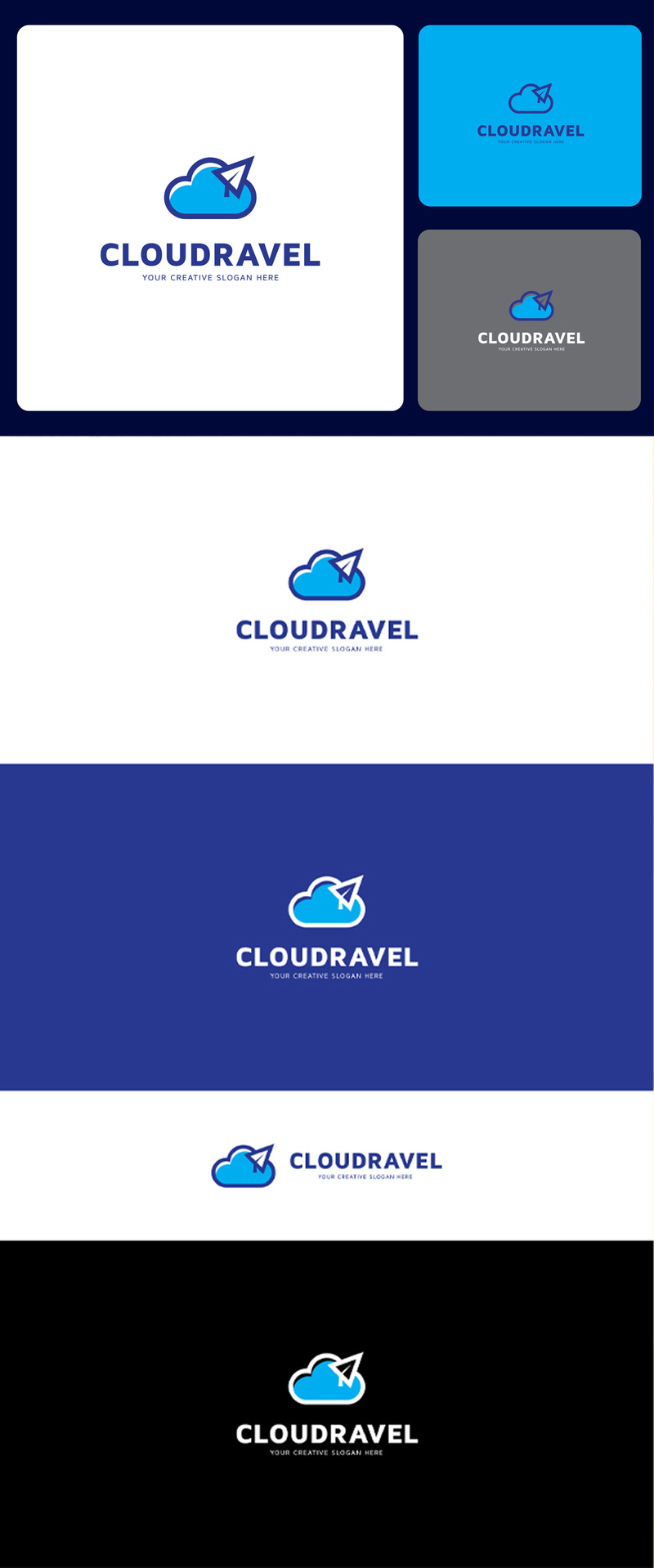 Modèle de conception de logo d'avion de voyage en nuage - Caractéristiques de l’image 1