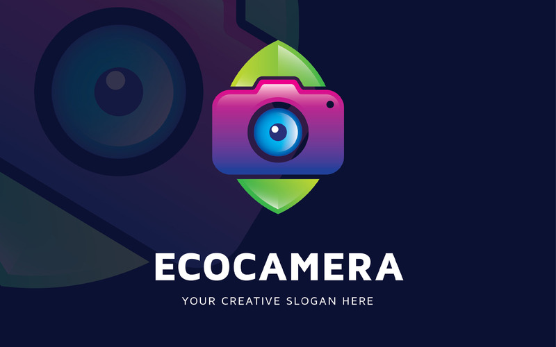 Modello di progettazione del logo della fotocamera ecologica - Caratteristiche Immagine 1