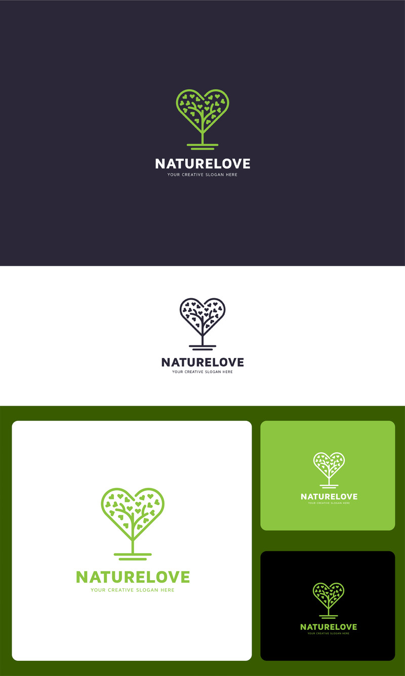 Modello di progettazione del logo dell'albero dell'amore naturale - Caratteristiche Immagine 1