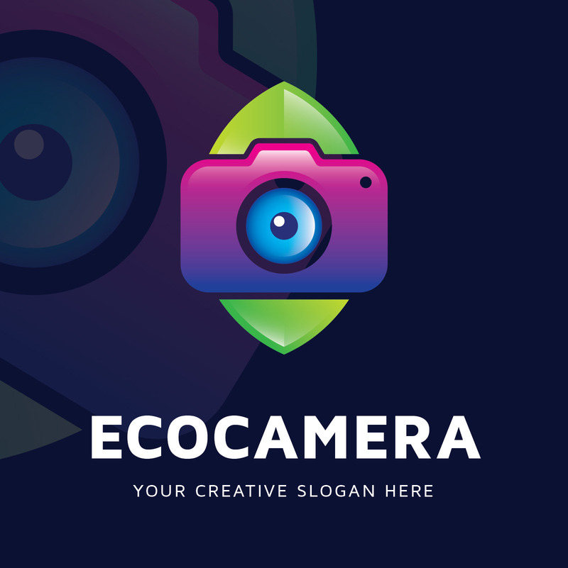 Modello di progettazione del logo della fotocamera ecologica - Caratteristiche Immagine 2